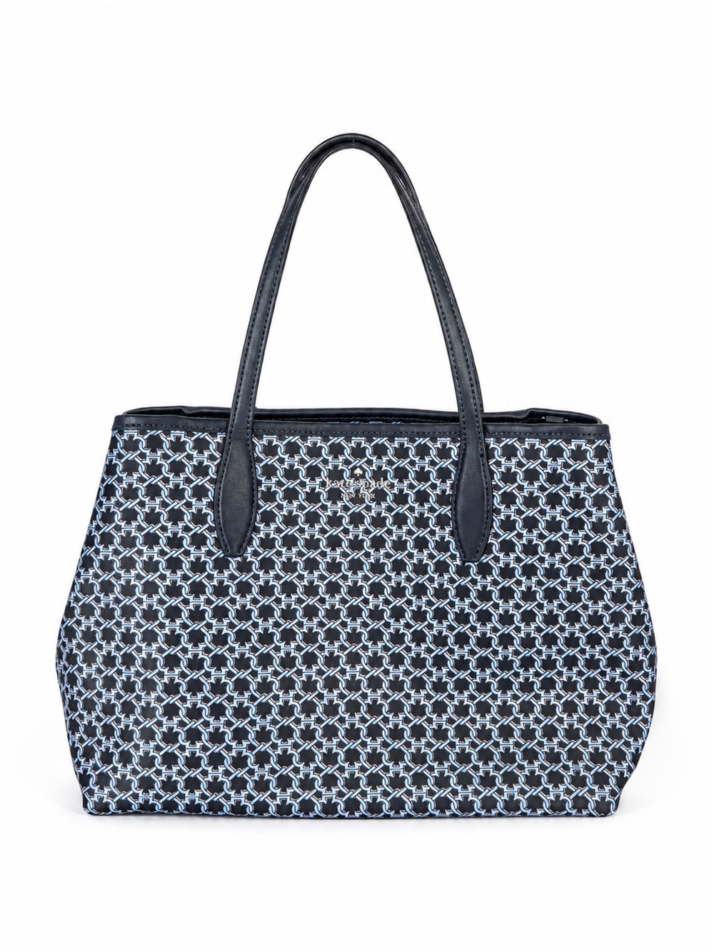 Kate Spade Navy and White Geo Link Patterned Tote Bag